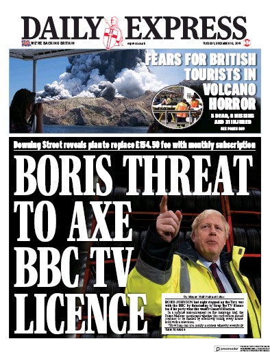 Daily Express Newspaper Front Page (UK) for 10 December 2019