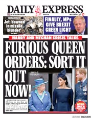 Daily Express (UK) Newspaper Front Page for 10 January 2020