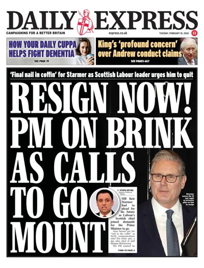 Daily Express Newspaper Front Page (UK) for 10 February 2026