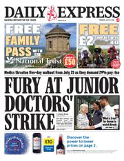 Daily Express front page for 10 July 2025