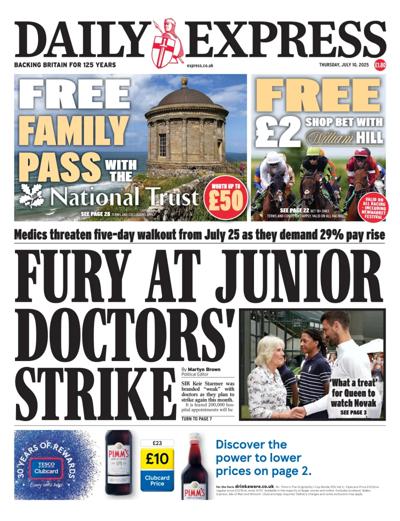 Daily Express Newspaper Front Page (UK) for 10 July 2025