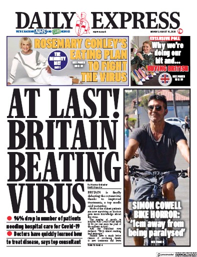 Daily Express Newspaper Front Page (UK) for 10 August 2020