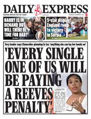 Daily Express front page for 10 September 2025