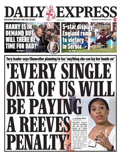 Daily Express Newspaper Front Page (UK) for 10 September 2025
