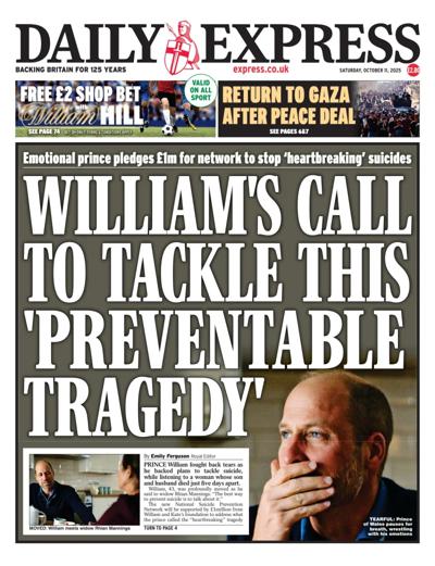 Daily Express Newspaper Front Page (UK) for 11 October 2025