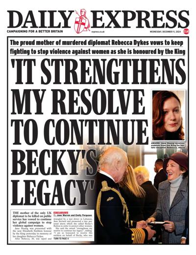 Daily Express Newspaper Front Page (UK) for 11 December 2024