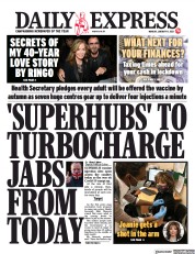 Daily Express (UK) Newspaper Front Page for 11 January 2021