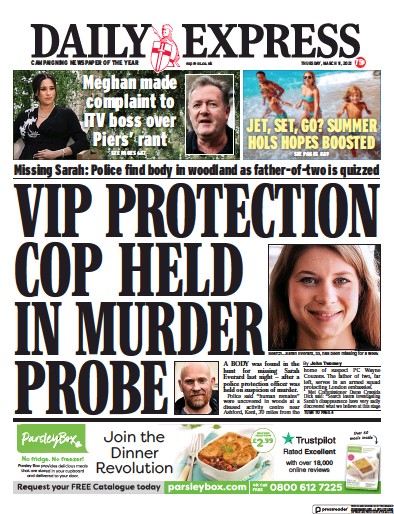 Daily Express Newspaper Front Page (UK) for 11 March 2021