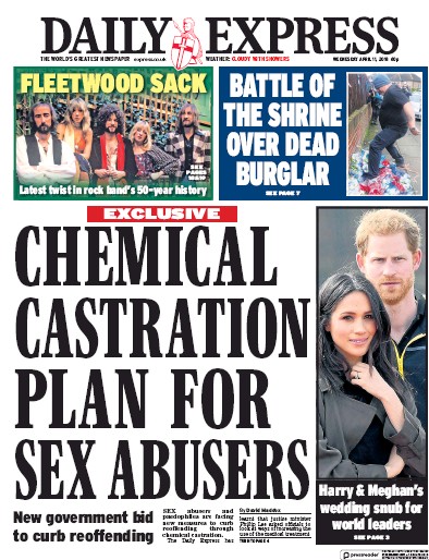 Daily Express Newspaper Front Page (UK) for 11 April 2018