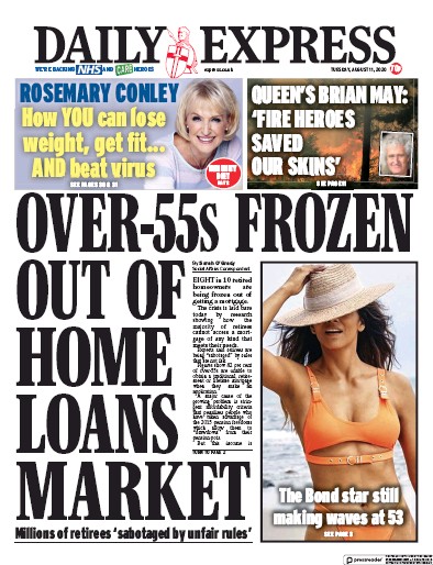 Daily Express Newspaper Front Page (UK) for 11 August 2020