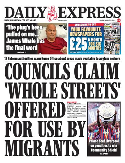 Daily Express Newspaper Front Page (UK) for 11 August 2025
