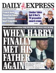 Daily Express front page for 11 September 2025