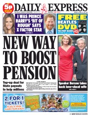 Daily Express (UK) Newspaper Front Page for 12 October 2015