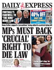 Daily Express front page for 12 February 2025