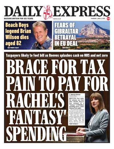 Daily Express Newspaper Front Page (UK) for 12 June 2025