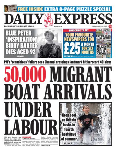 Daily Express Newspaper Front Page (UK) for 12 August 2025
