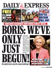 Daily Express (UK) Newspaper Front Page for 12 September 2020