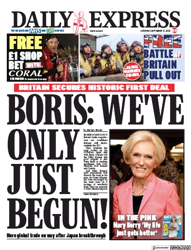 Daily Express Newspaper Front Page (UK) for 12 September 2020