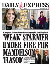 Daily Express front page for 12 September 2025