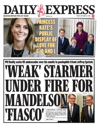 Daily Express Newspaper Front Page (UK) for 12 September 2025