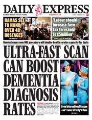 Daily Express front page for 13 October 2025