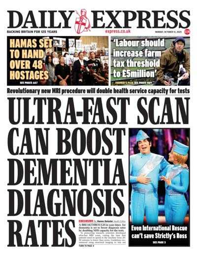 Daily Express Newspaper Front Page (UK) for 13 October 2025