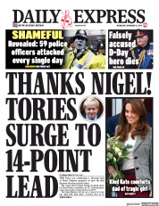 Daily Express (UK) Newspaper Front Page for 13 November 2019