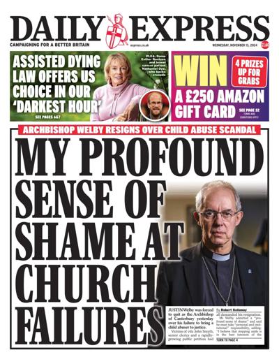 Daily Express Newspaper Front Page (UK) for 13 November 2024