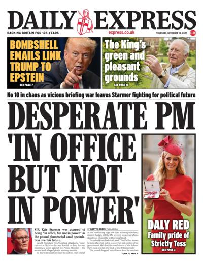 Daily Express Newspaper Front Page (UK) for 13 November 2025