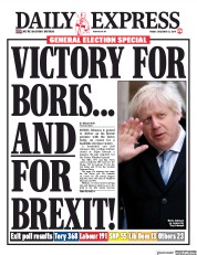 Daily Express (UK) Newspaper Front Page for 13 December 2019