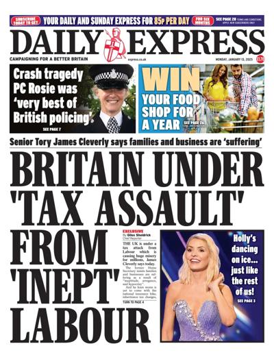 Daily Express Newspaper Front Page (UK) for 13 January 2025