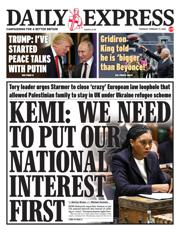 Daily Express front page for 13 February 2025