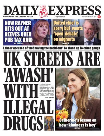 Daily Express Newspaper Front Page (UK) for 13 February 2026