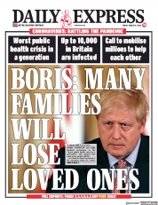 Daily Express (UK) Newspaper Front Page for 13 March 2020