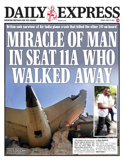 Daily Express Newspaper Front Page (UK) for 13 June 2025