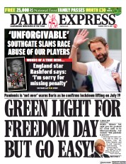 Daily Express (UK) Newspaper Front Page for 13 July 2021