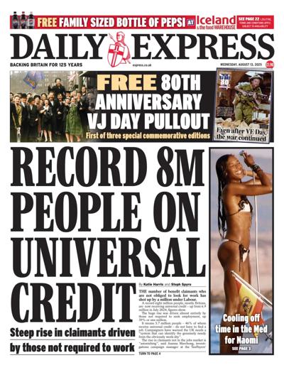 Daily Express Newspaper Front Page (UK) for 13 August 2025
