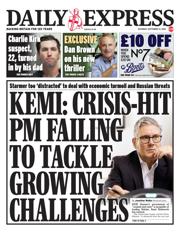 Daily Express front page for 13 September 2025