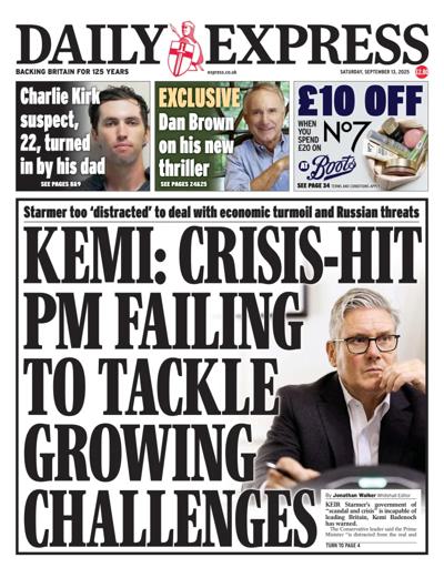 Daily Express Newspaper Front Page (UK) for 13 September 2025