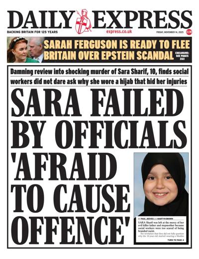 Daily Express Newspaper Front Page (UK) for 14 November 2025