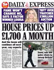 Daily Express (UK) Newspaper Front Page for 14 December 2015