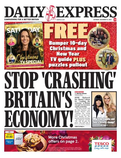 Daily Express Newspaper Front Page (UK) for 14 December 2024