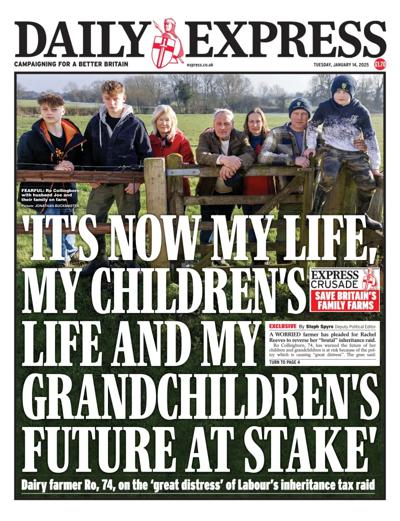 Daily Express Newspaper Front Page (UK) for 14 January 2025