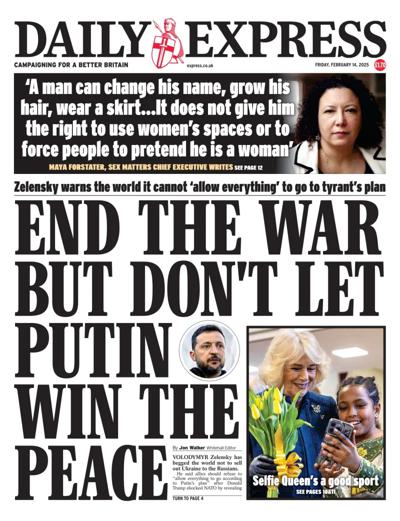 Daily Express Newspaper Front Page (UK) for 14 February 2025