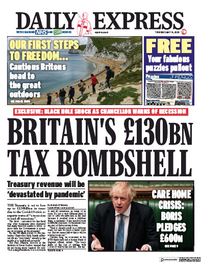 Daily Express Newspaper Front Page (UK) for 14 May 2020