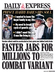 Daily Express (UK) Newspaper Front Page for 14 May 2021