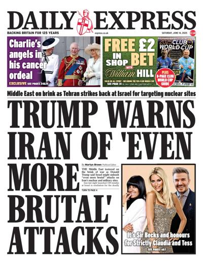 Daily Express Newspaper Front Page (UK) for 14 June 2025