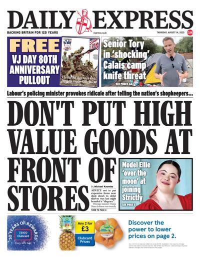 Daily Express Newspaper Front Page (UK) for 14 August 2025