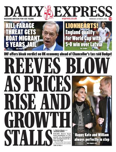 Daily Express Newspaper Front Page (UK) for 15 October 2025