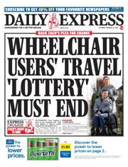 Daily Express front page for 15 February 2025